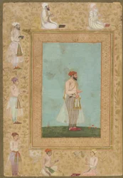 A Courtier, from the late Shahjahan Album, detached manuscript folio, c.1650